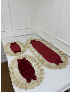 TRIS CENTRI VELLUTO ROSSO E...