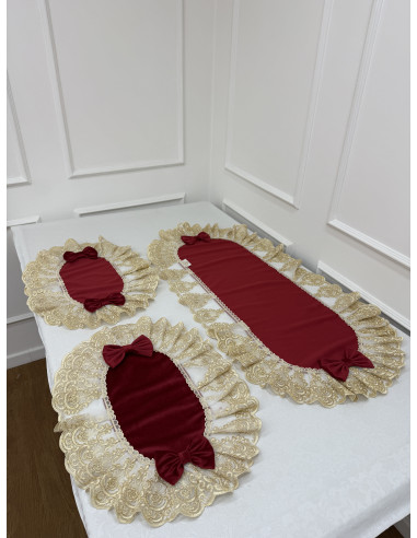 TRIS CENTRI VELLUTO ROSSO E TULLE...