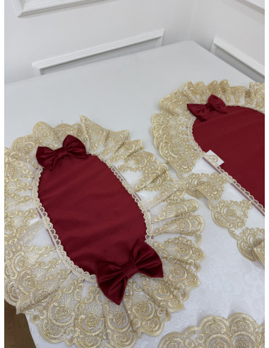 TRIS CENTRI VELLUTO ROSSO E TULLE...