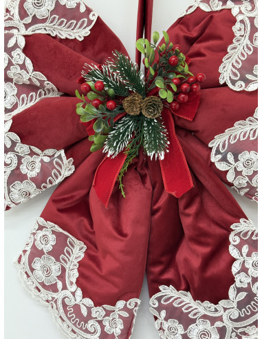FIOCCO IN VELLUTO ROSSO E REBRODE’