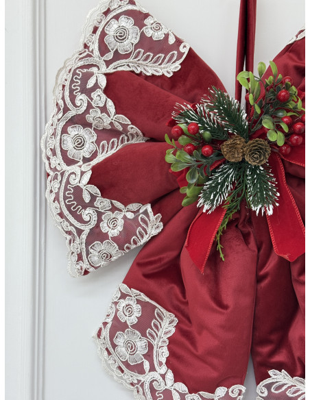 FIOCCO IN VELLUTO ROSSO E REBRODE’