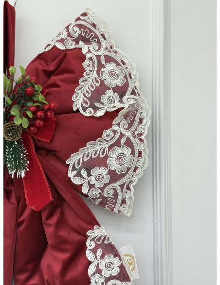 FIOCCO IN VELLUTO ROSSO E REBRODE’