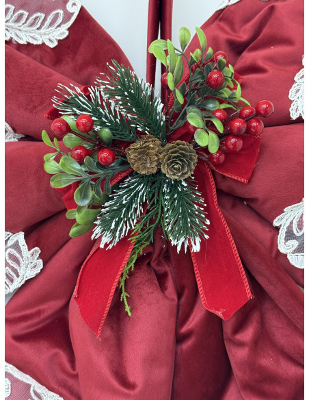 FIOCCO IN VELLUTO ROSSO E REBRODE’