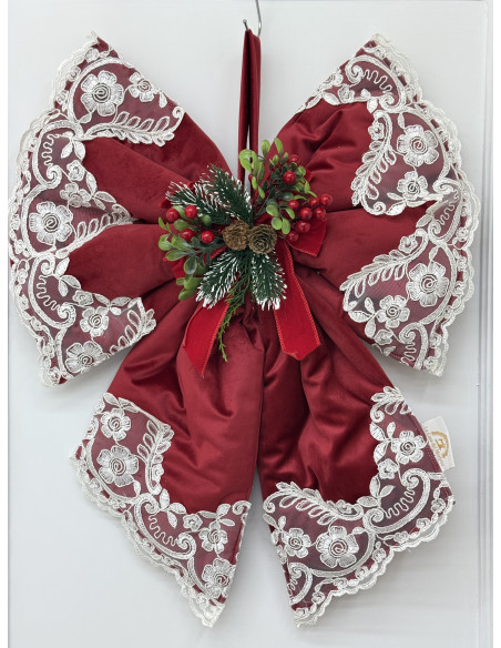 FIOCCO IN VELLUTO ROSSO E REBRODE’