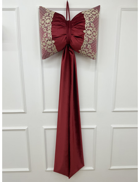 FIOCCO PER ALBERO IN VELLUTO ROSSO CON PIZZO ORO - ALTEZZA 160CM
