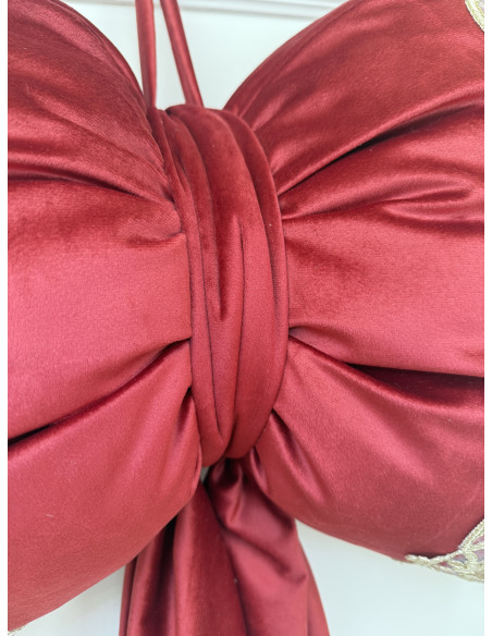 FIOCCO PER ALBERO IN VELLUTO ROSSO CON PIZZO ORO - ALTEZZA 160CM