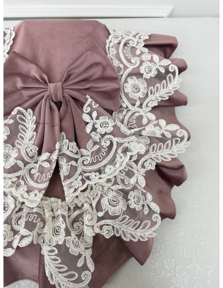 COPRIWATER VELLUTO ROSA E REBRODE PANNA