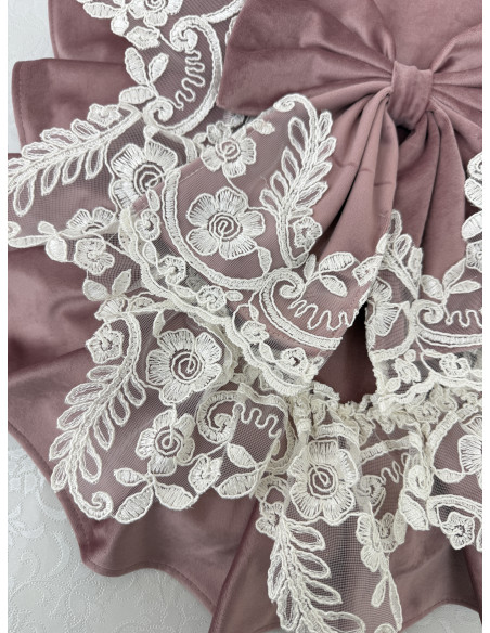 COPRIWATER VELLUTO ROSA E REBRODE PANNA