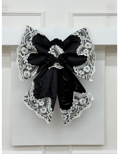 COPRI FORNO FIOCCO VELLUTO NERO E REBRODE BIANCO