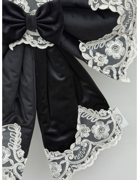 COPRI FORNO FIOCCO VELLUTO NERO E REBRODE BIANCO