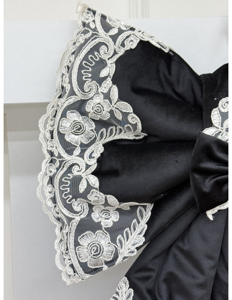 COPRI FORNO FIOCCO VELLUTO NERO E REBRODE BIANCO