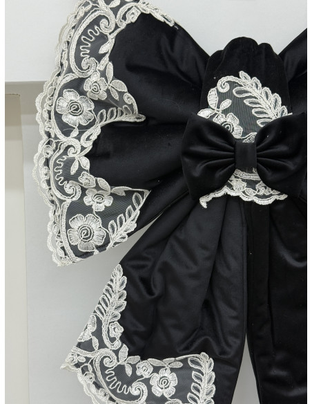 COPRI FORNO FIOCCO VELLUTO NERO E REBRODE BIANCO