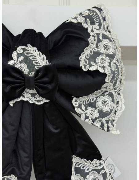 COPRI FORNO FIOCCO VELLUTO NERO E REBRODE BIANCO