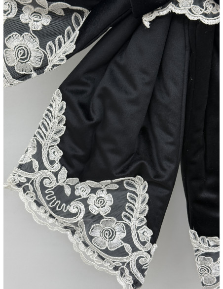 COPRI FORNO FIOCCO VELLUTO NERO E REBRODE BIANCO