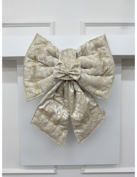 COPRI FORNO FIOCCO STOFFA DAMASCATA AVORIO E ORGANZA AVORIO