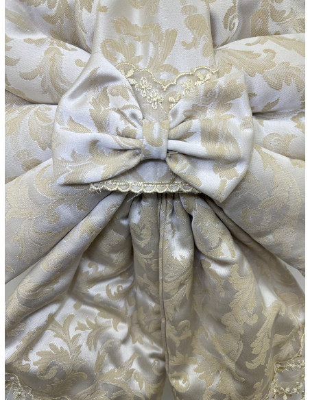COPRI FORNO FIOCCO STOFFA DAMASCATA AVORIO E ORGANZA AVORIO