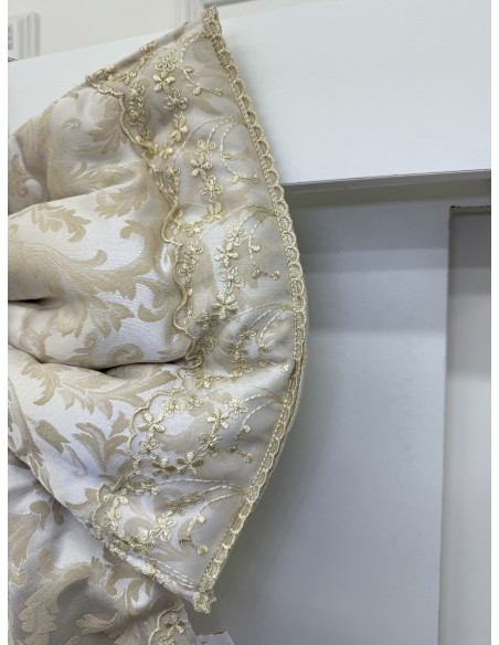 COPRI FORNO FIOCCO STOFFA DAMASCATA AVORIO E ORGANZA AVORIO