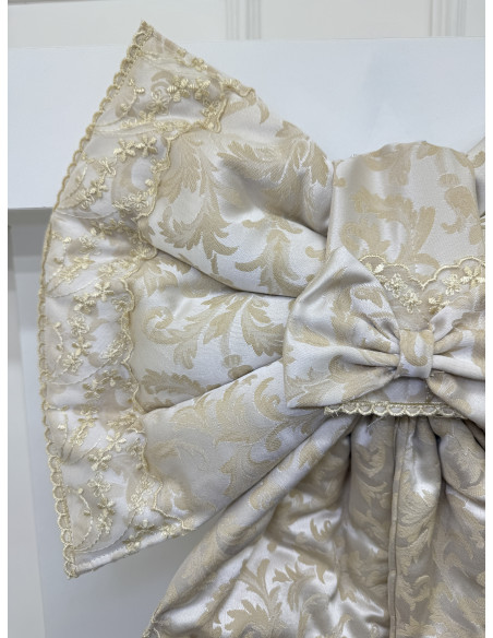 COPRI FORNO FIOCCO STOFFA DAMASCATA AVORIO E ORGANZA AVORIO