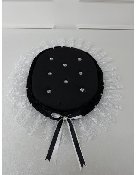 COPRIWATER IN VELLUTO NERO E TULLE BIANCO