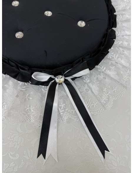 COPRIWATER IN VELLUTO NERO E TULLE BIANCO