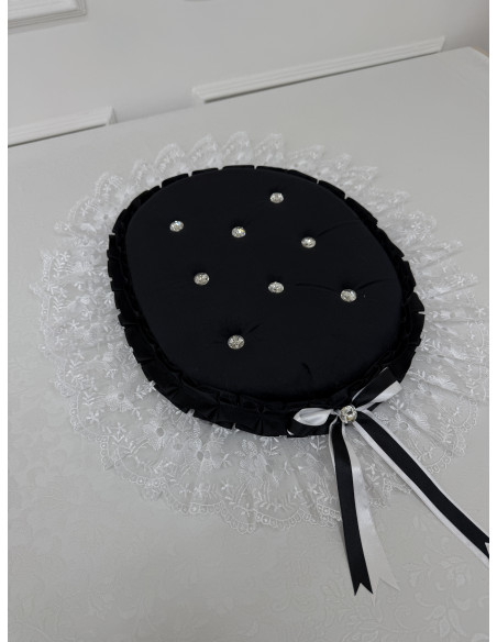 COPRIWATER IN VELLUTO NERO E TULLE BIANCO