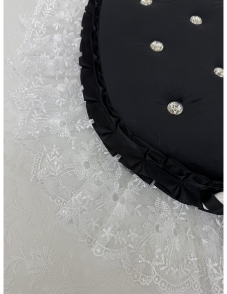 COPRIWATER IN VELLUTO NERO E TULLE BIANCO