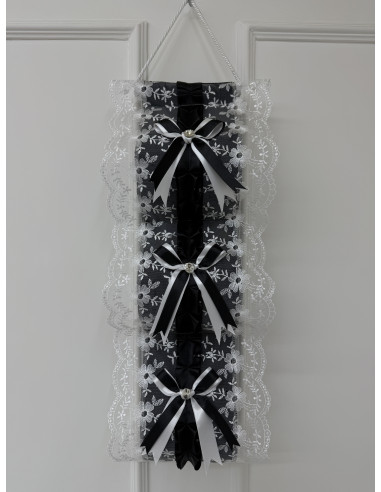 PORTAROTOLI VELLUTO NERO E TULLE BIANCO