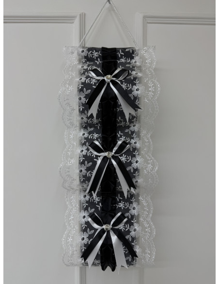 PORTAROTOLI VELLUTO NERO E TULLE BIANCO