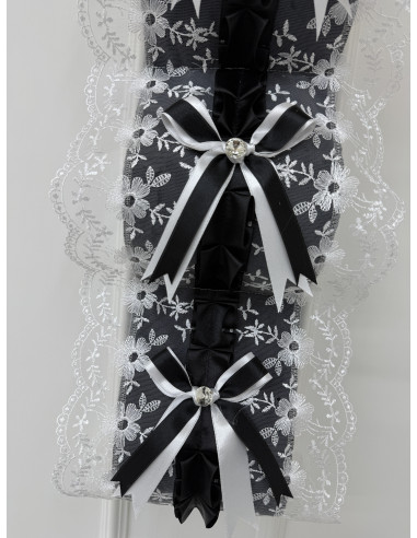 PORTAROTOLI VELLUTO NERO E TULLE BIANCO