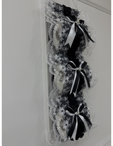 PORTAROTOLI VELLUTO NERO E TULLE BIANCO