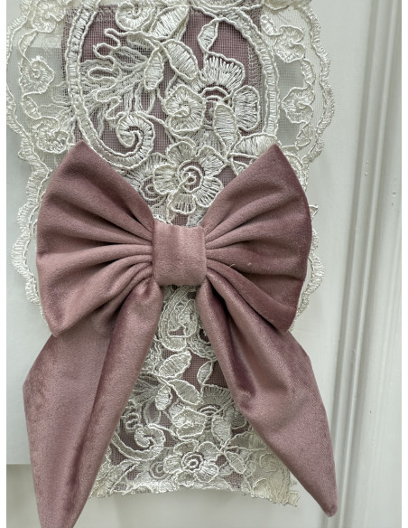 COPRI CITOFONO E CONTATORE VELLUTO ROSA E REBRODE PANNA