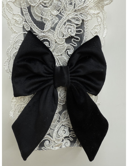 COPRI CITOFONO VELLUTO NERO E REBRODE BIANCO