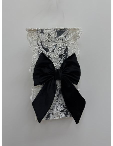 COPRI CITOFONO VELLUTO NERO E REBRODE BIANCO