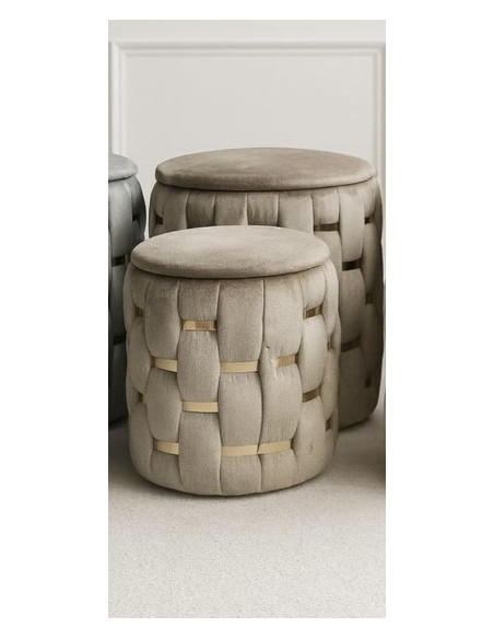 SET COPPIA POUF CONTENITORE - MODELLO INTRECCIO TORTORA&ORO