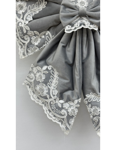 COPRI FORNO FIOCCO VELLUTO GRIGIO E...