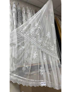 TENDA IN TULLE RICAMATO GRIGIO