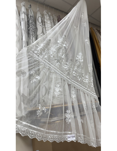 TENDA IN TULLE RICAMATO GRIGIO