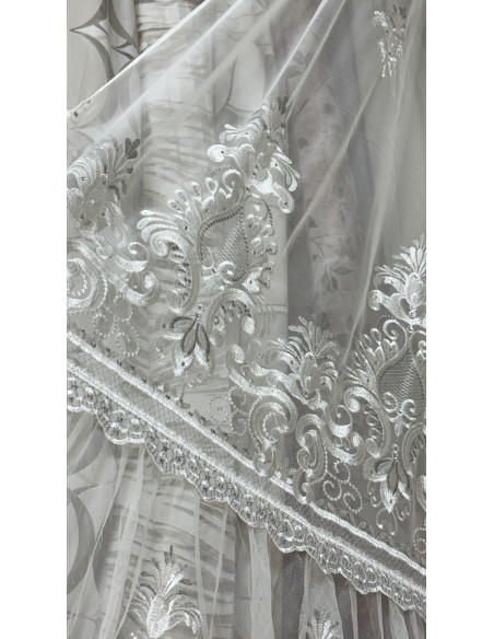 TENDA IN TULLE RICAMATO GRIGIO