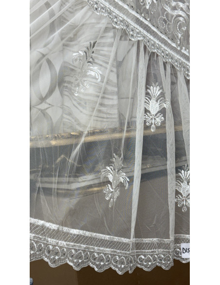 TENDA IN TULLE RICAMATO GRIGIO