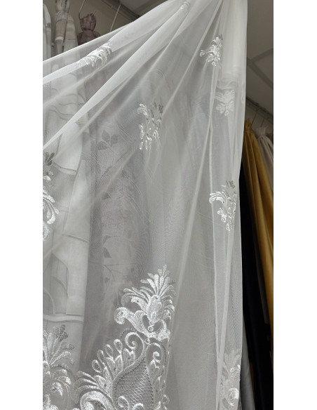 TENDA IN TULLE RICAMATO GRIGIO
