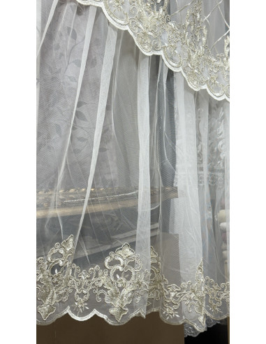TENDA TULLE RICAMATO AVORIO REGINA