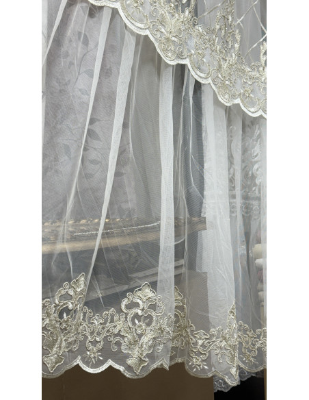 TENDA TULLE RICAMATO AVORIO REGINA