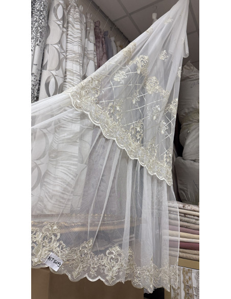 TENDA TULLE RICAMATO AVORIO REGINA