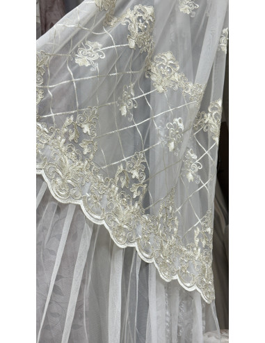 TENDA TULLE RICAMATO AVORIO REGINA