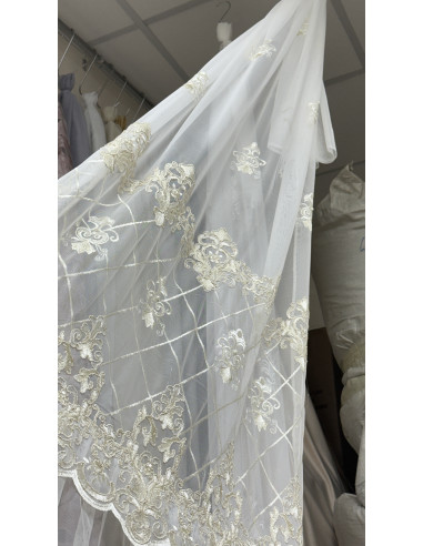 TENDA TULLE RICAMATO AVORIO REGINA