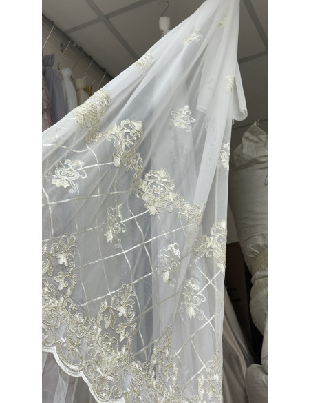 TENDA TULLE RICAMATO AVORIO REGINA