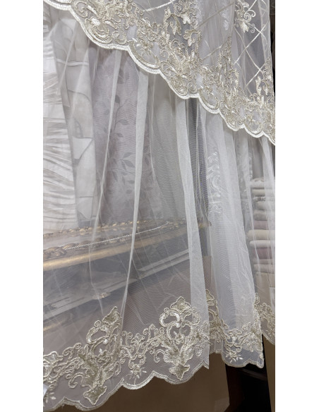 TENDA TULLE RICAMATO AVORIO REGINA