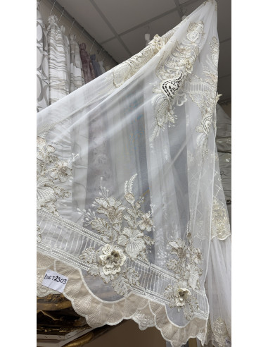 TENDA IN TULLE RICAMATO AVORIO FIORENZA