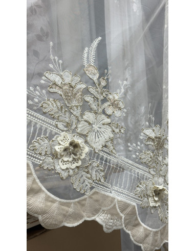 TENDA IN TULLE RICAMATO AVORIO FIORENZA