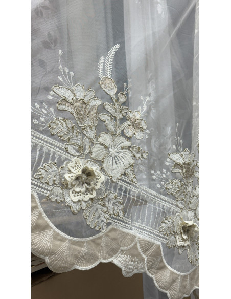 TENDA IN TULLE RICAMATO AVORIO FIORENZA